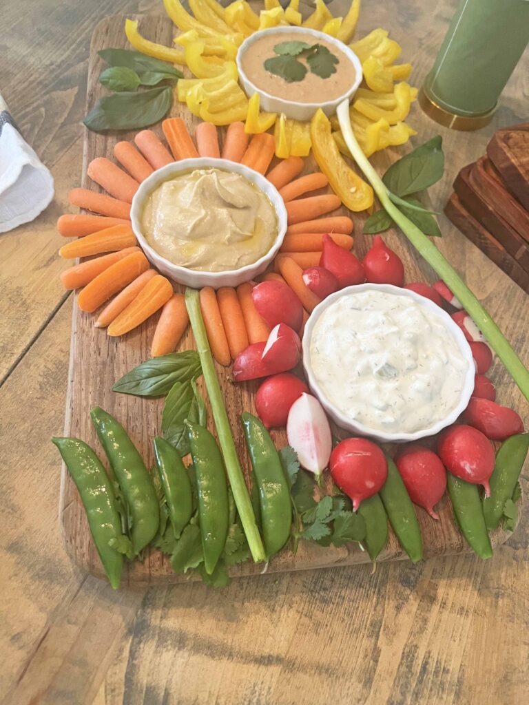 flower crudités appetizer platter