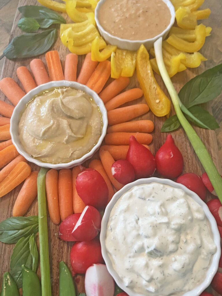 flower crudités appetizer platter