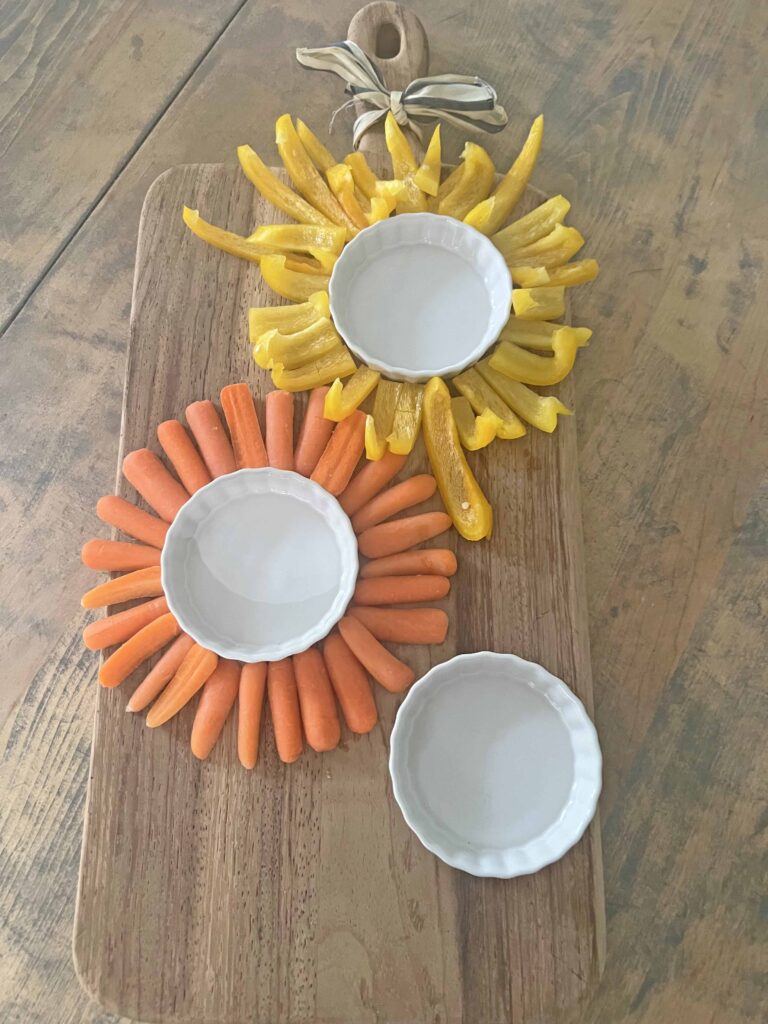 flower crudités appetizer platter