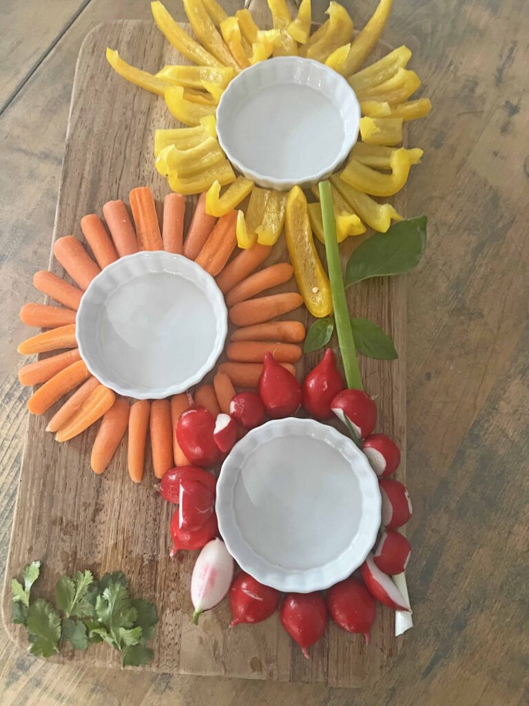 flower crudités appetizer platter