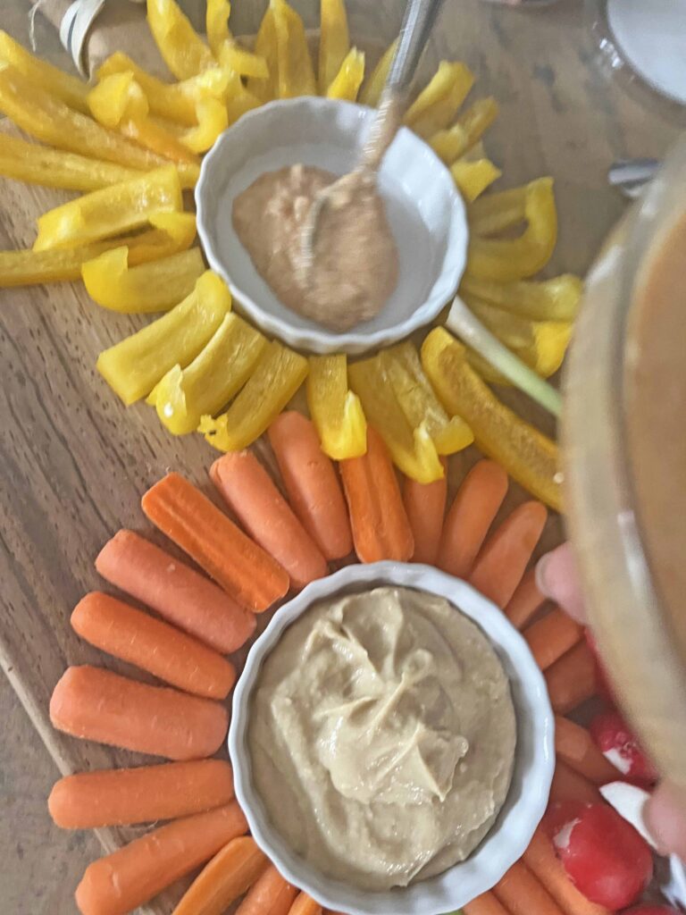 flower crudités appetizer platter
