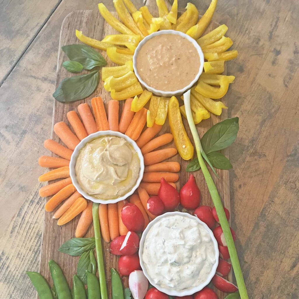 flower crudite appetizer platter