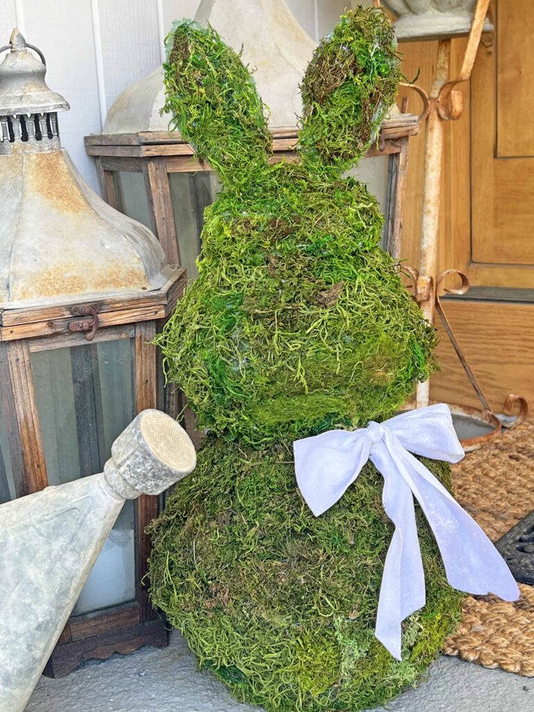 moss bunny DIY using Dollar Tree Bowls