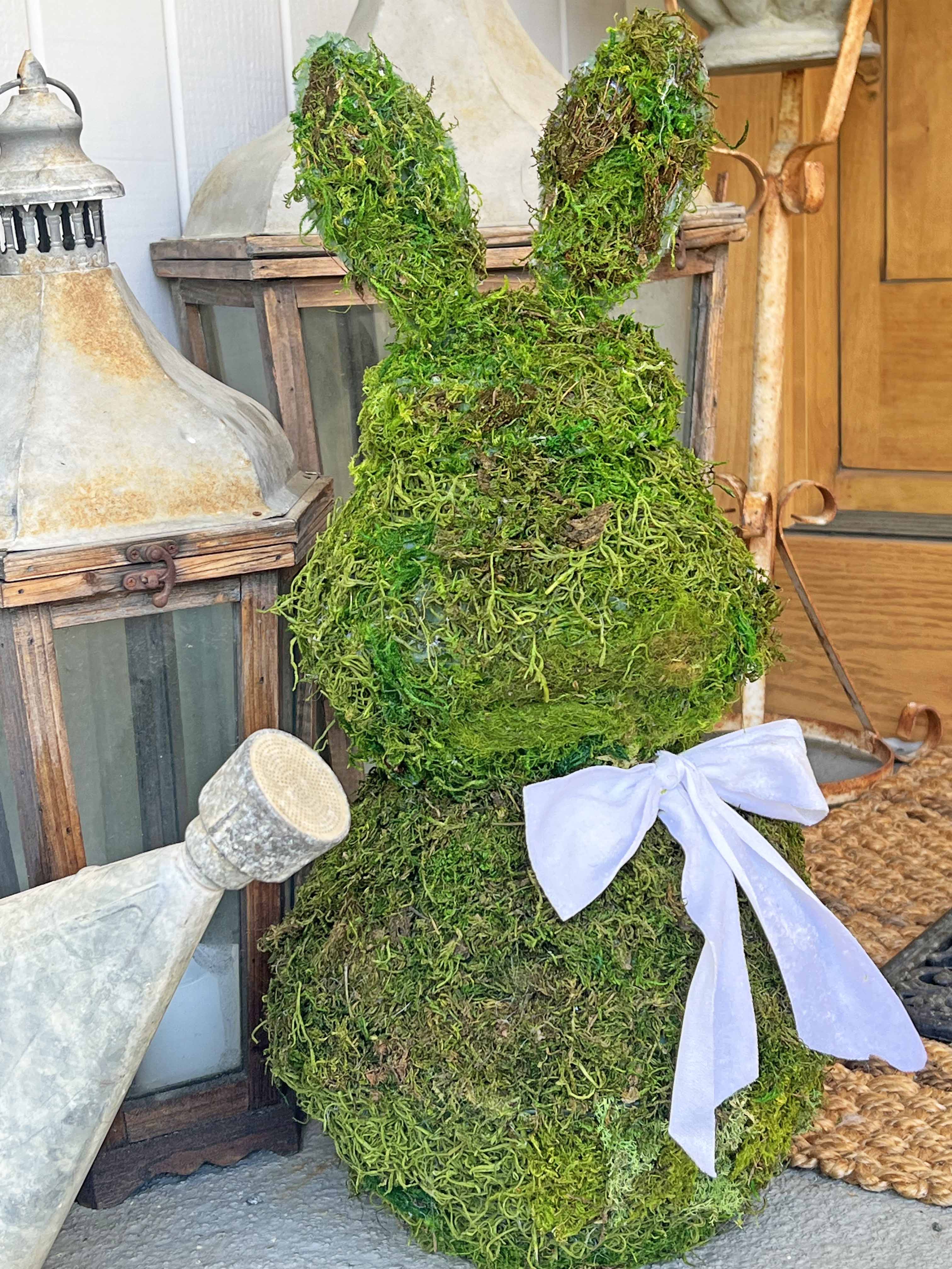 moss bunny DIY using Dollar Tree Bowls