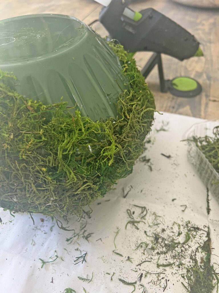 moss bunny DIY using Dollar Tree Bowls