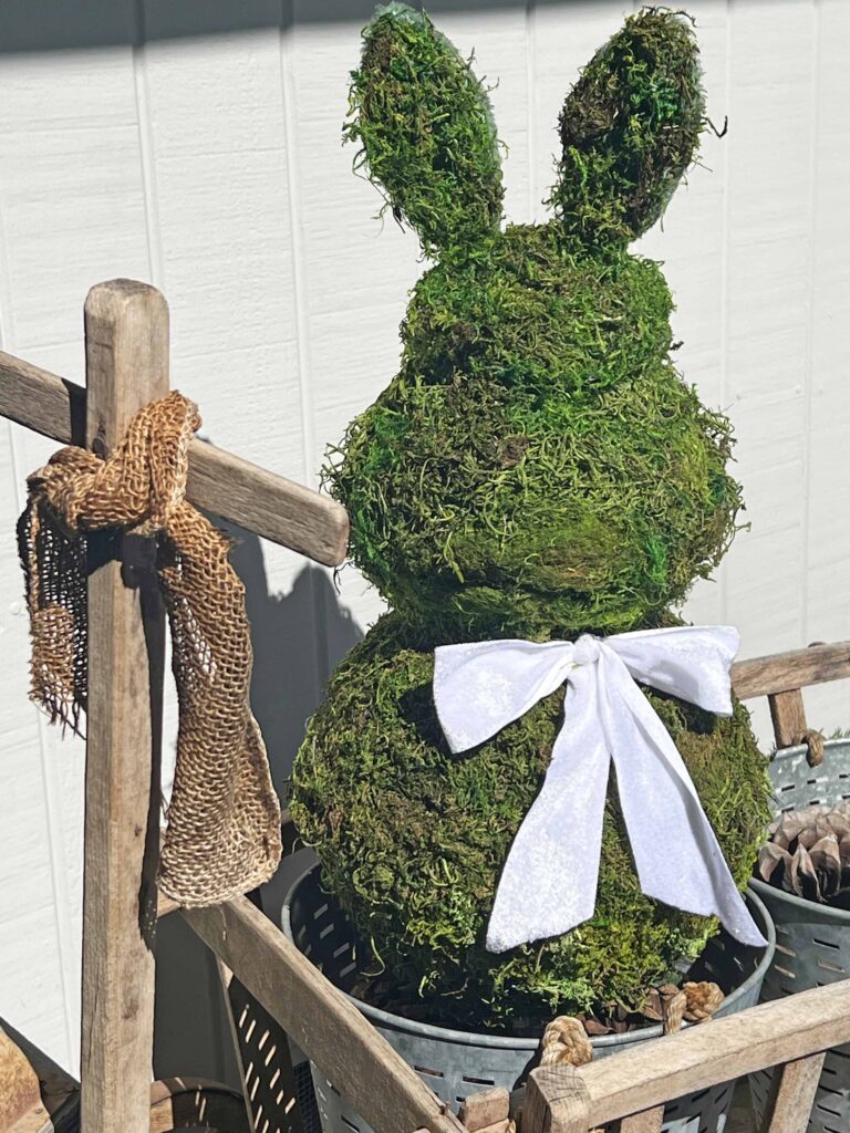 moss bunny DIY using Dollar Tree Bowls