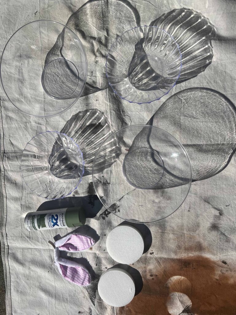 moss bunny DIY using Dollar Tree Bowls