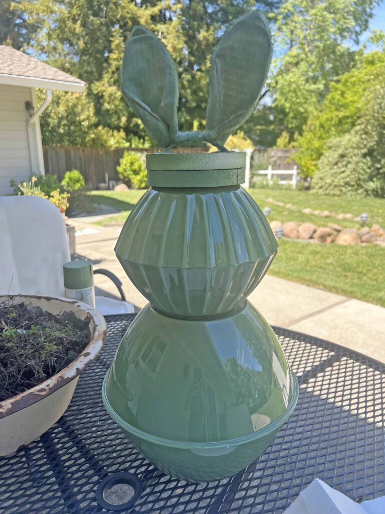 moss bunny DIY using Dollar Tree Bowls