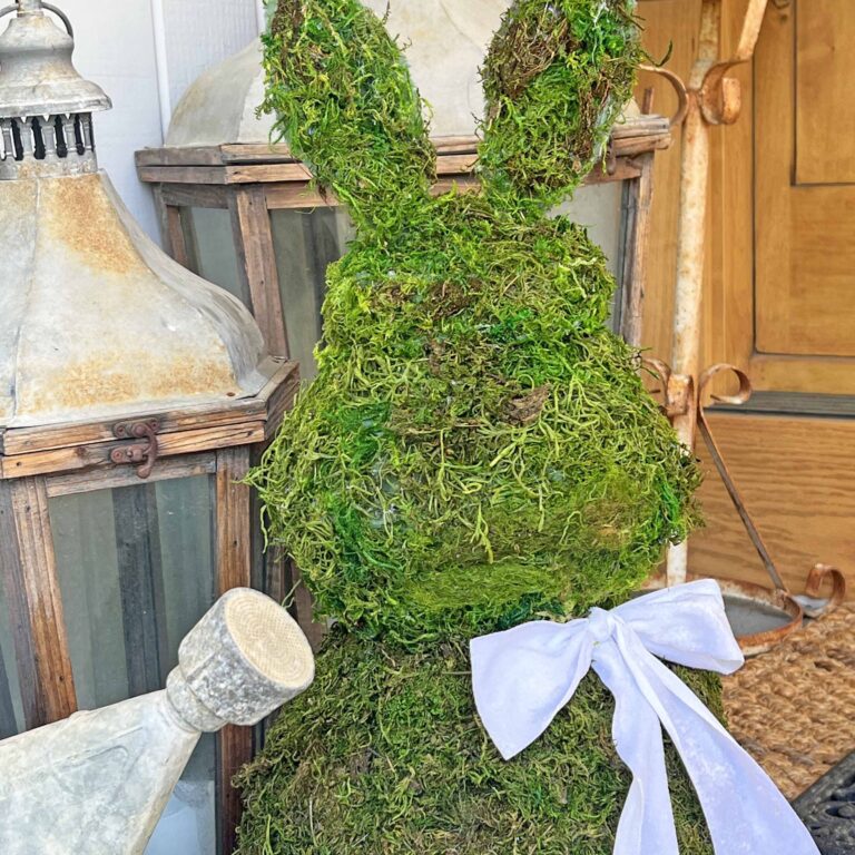 How to DIY a Large Moss Bunny from Dollar Tree Bowls