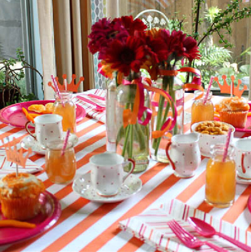 spring tea party in orange and pinks