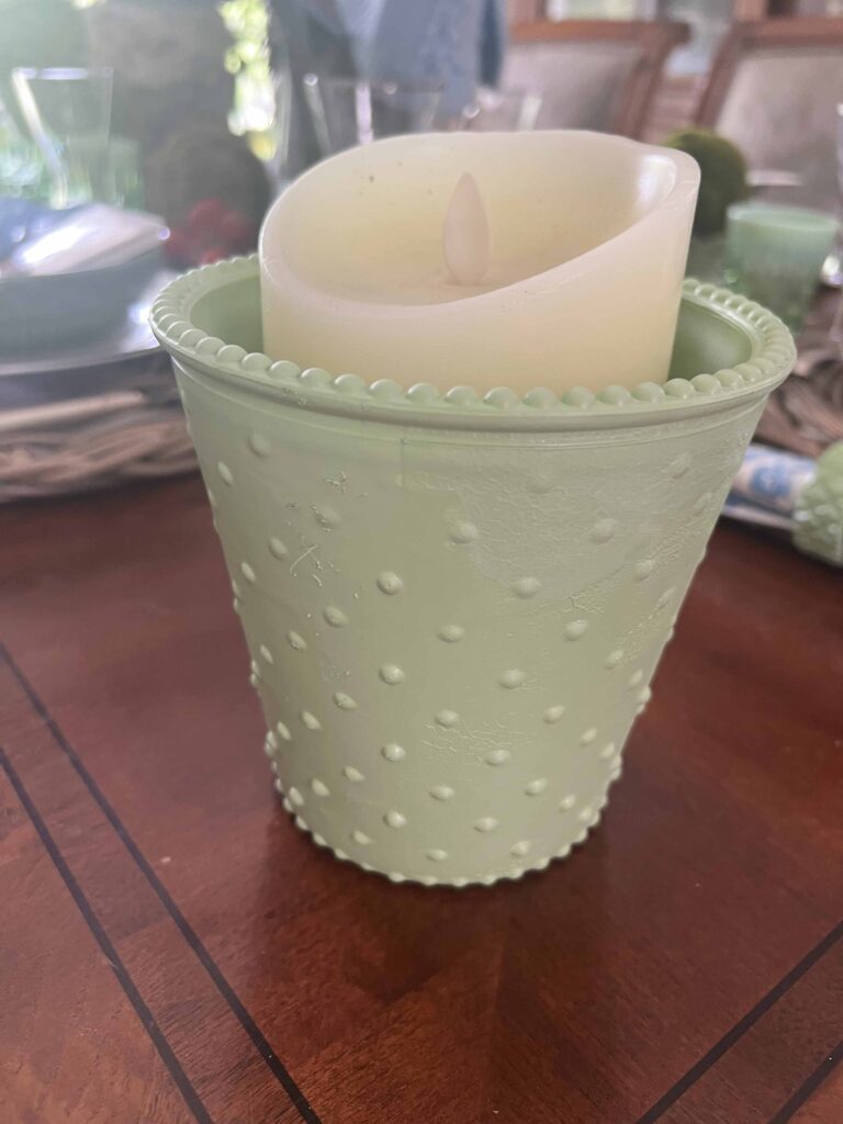 faux jadeite candle 3 ways