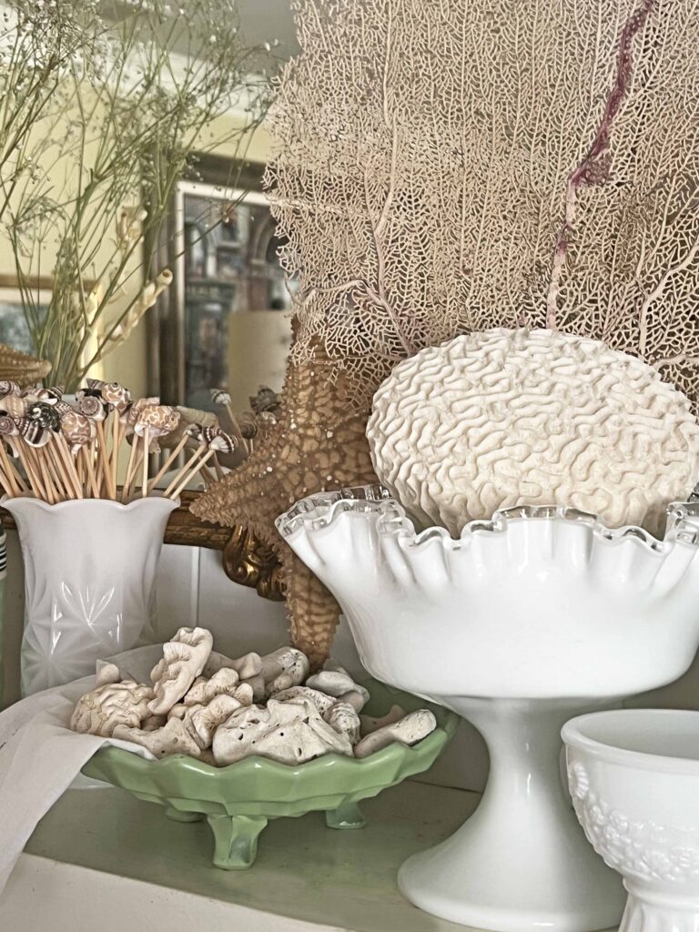 how to decorate a summer mantel with thrifted finds