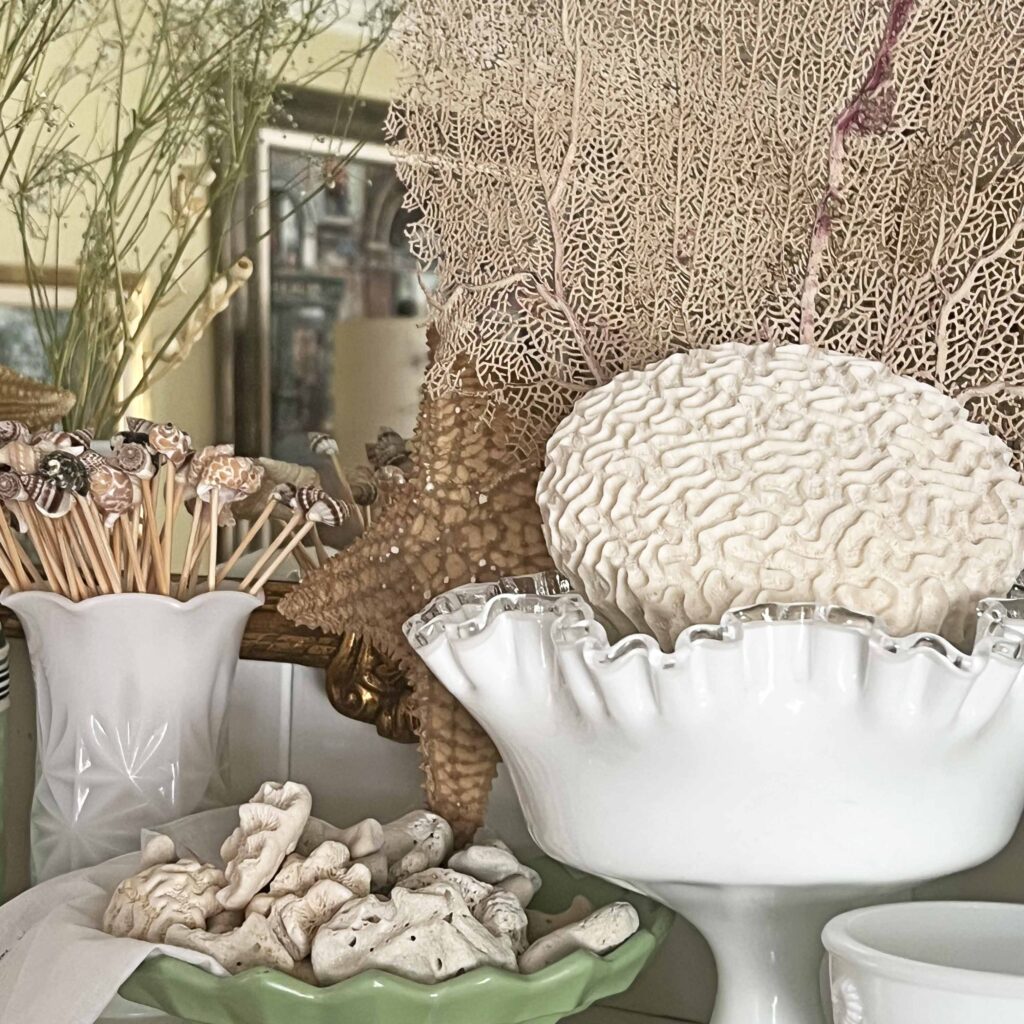 how to decorate a summer mantel with thrifted finds