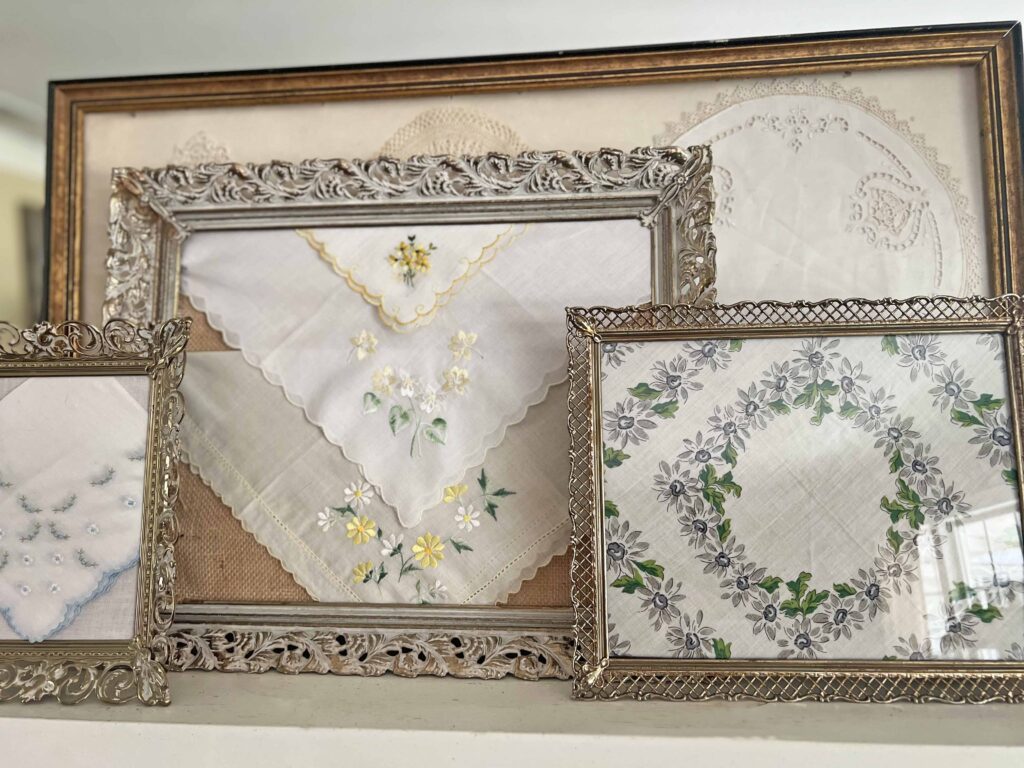 how to decorate with vintage handkerchiefs