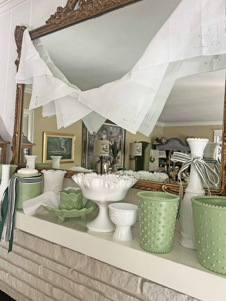 how to decorate with vintage handkerchiefs