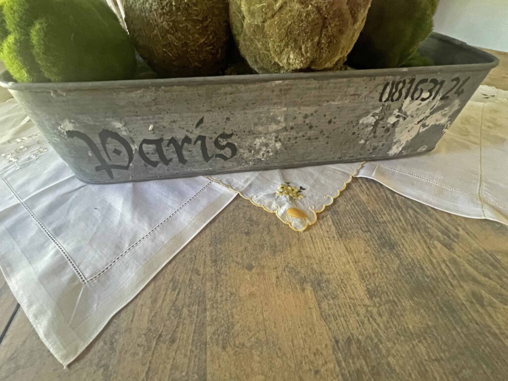 how to decorate with vintage handkerchiefs