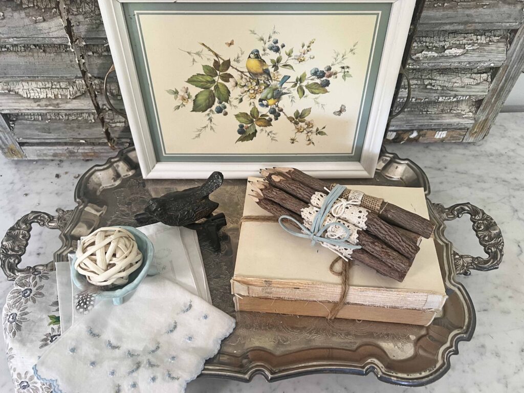 how to decorate with vintage handkerchiefs