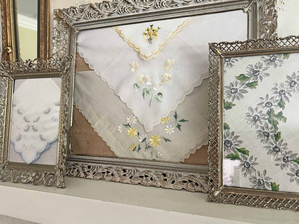 how to decorate with vintage handkerchiefs