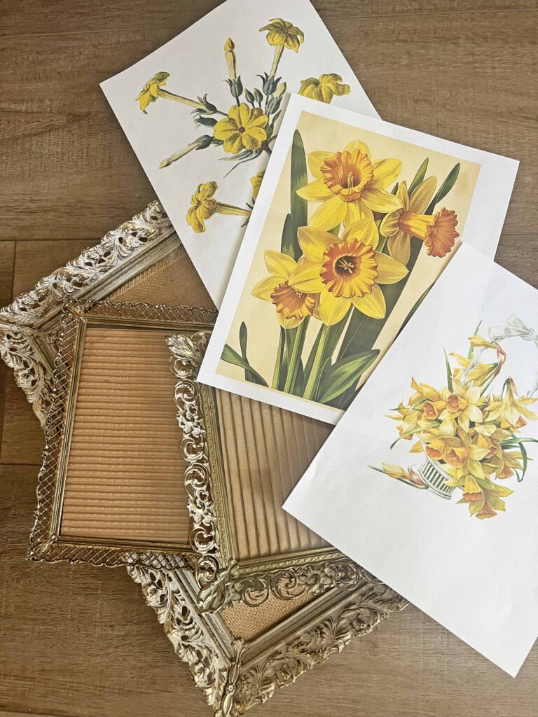 mantel styling with yellow vintage decor