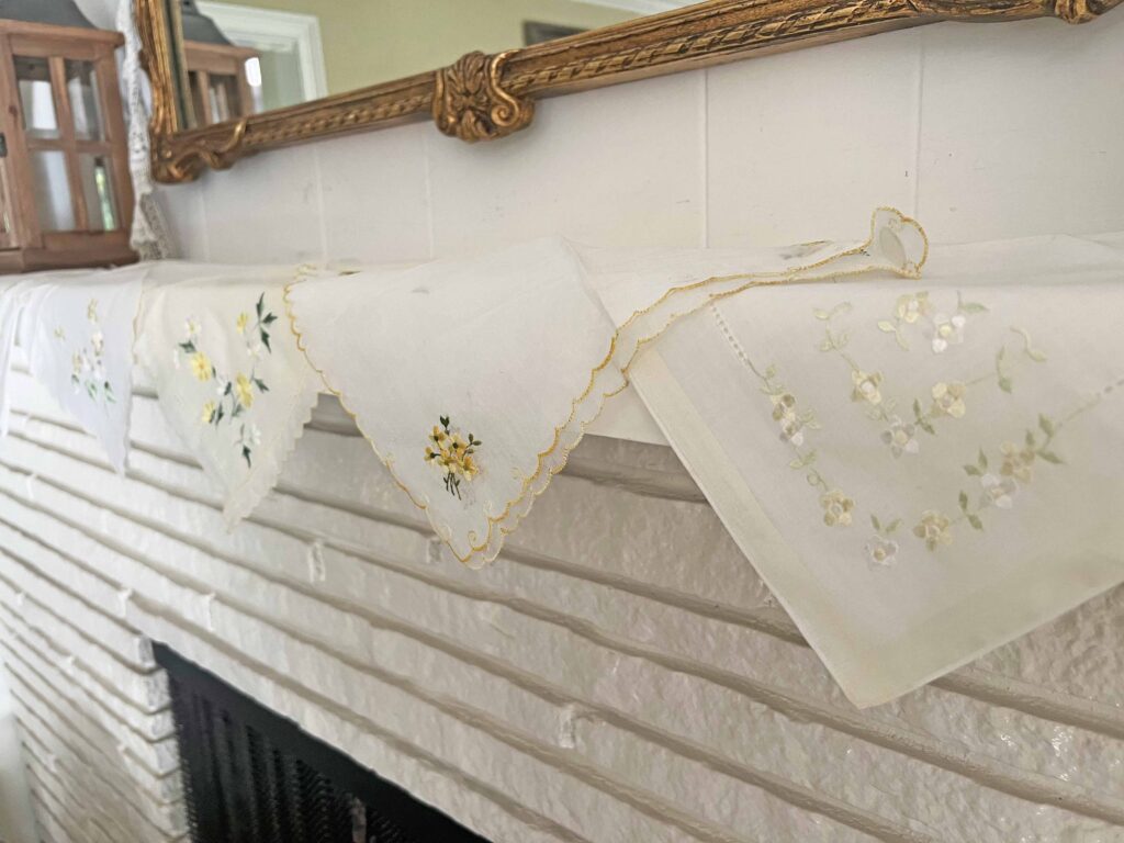 mantel styling with yellow vintage decor