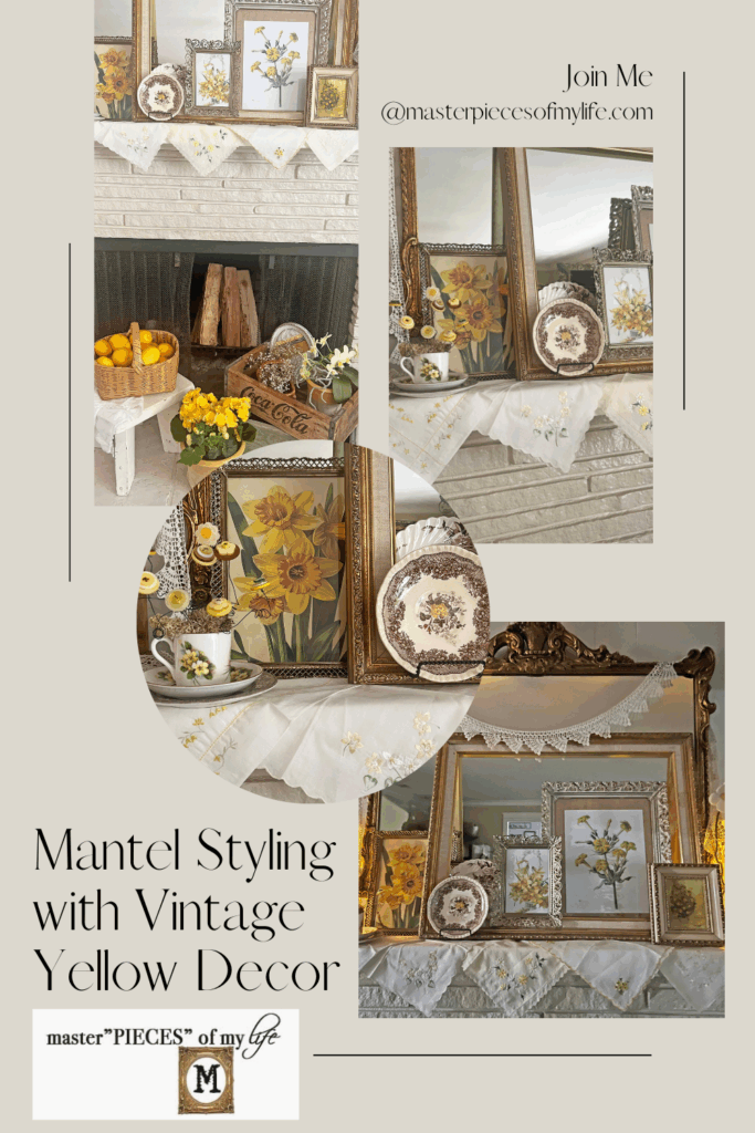 mantel styling with yellow vintage decor Pinterest