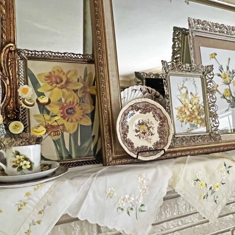 Mantel Styling with Vintage Yellow Decor