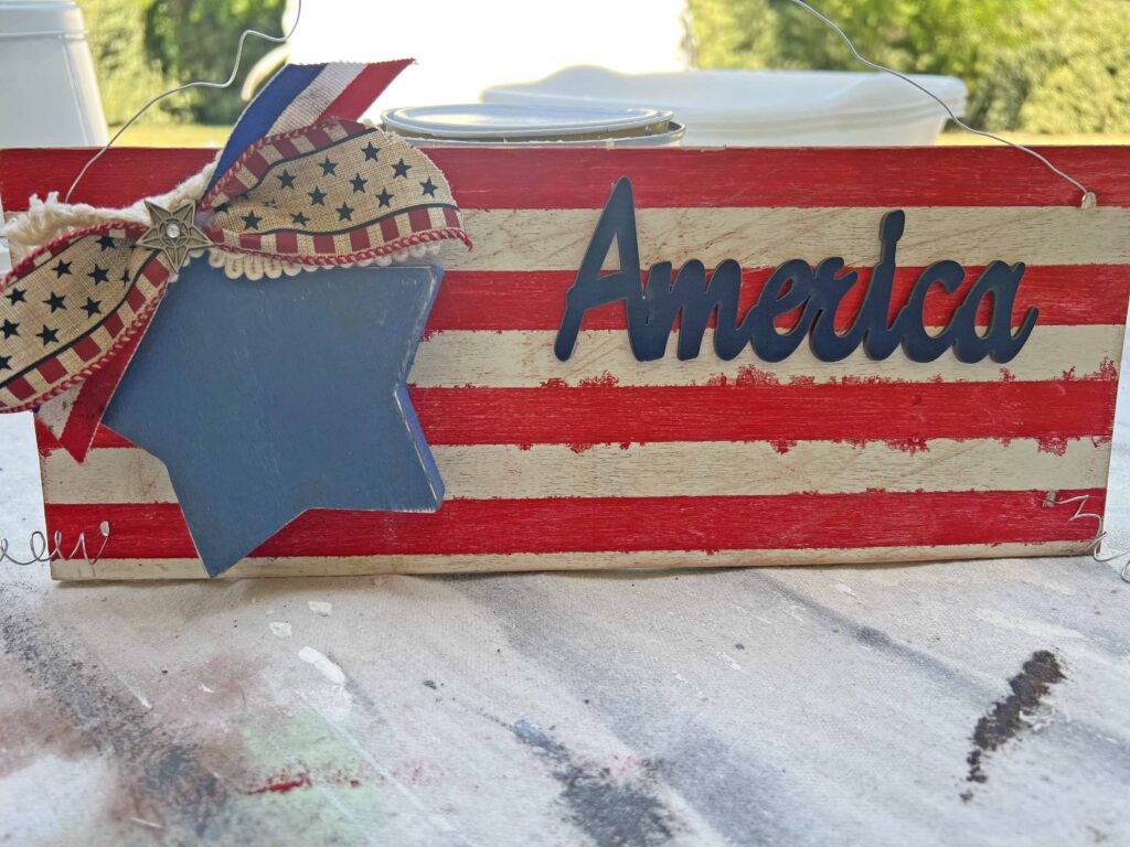 DIY America Grunge Sign from Dollar Tree Wooden Pieces