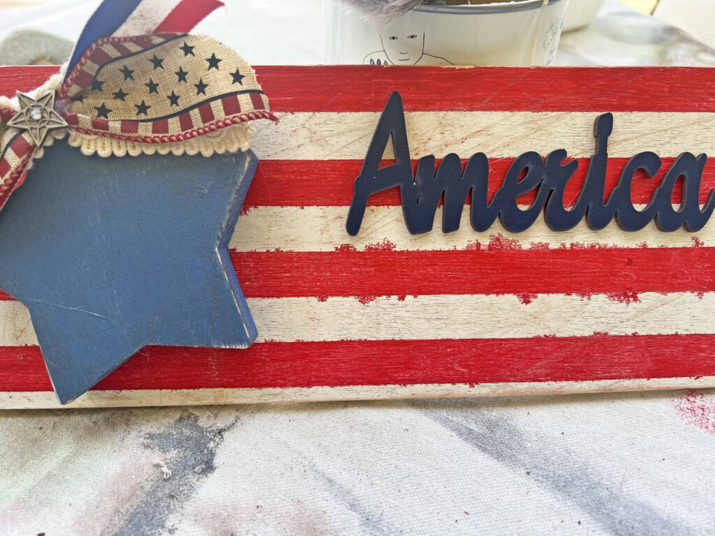 DIY America Grunge Sign from Dollar Tree Wooden Pieces