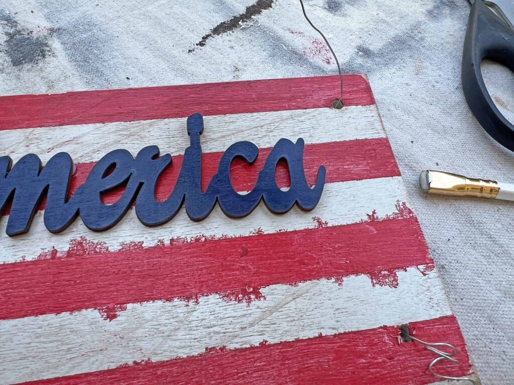 DIY America Grunge Sign from Dollar Tree Wooden Pieces