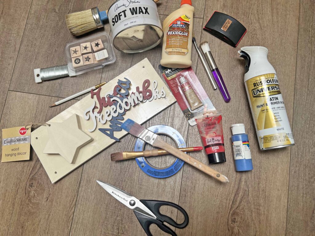 DIY America Grunge Sign from Dollar Tree Wooden Pieces