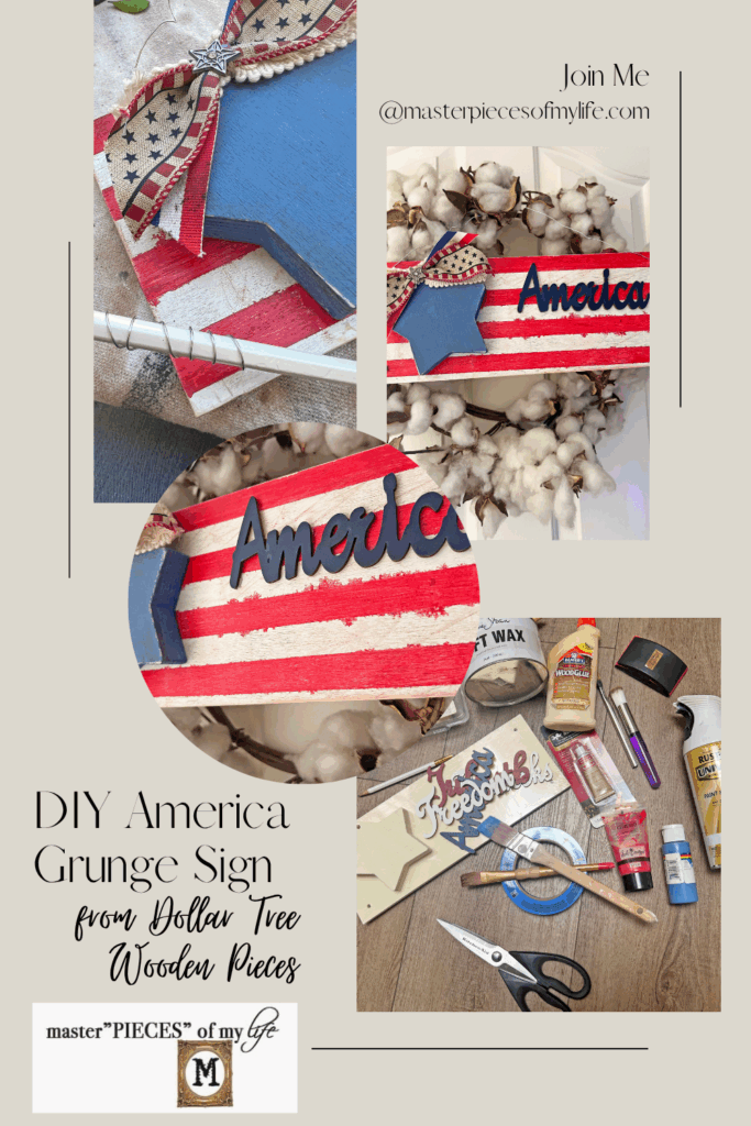 DIY America Grunge Sign from Dollar Tree Wooden Pieces Pinterest