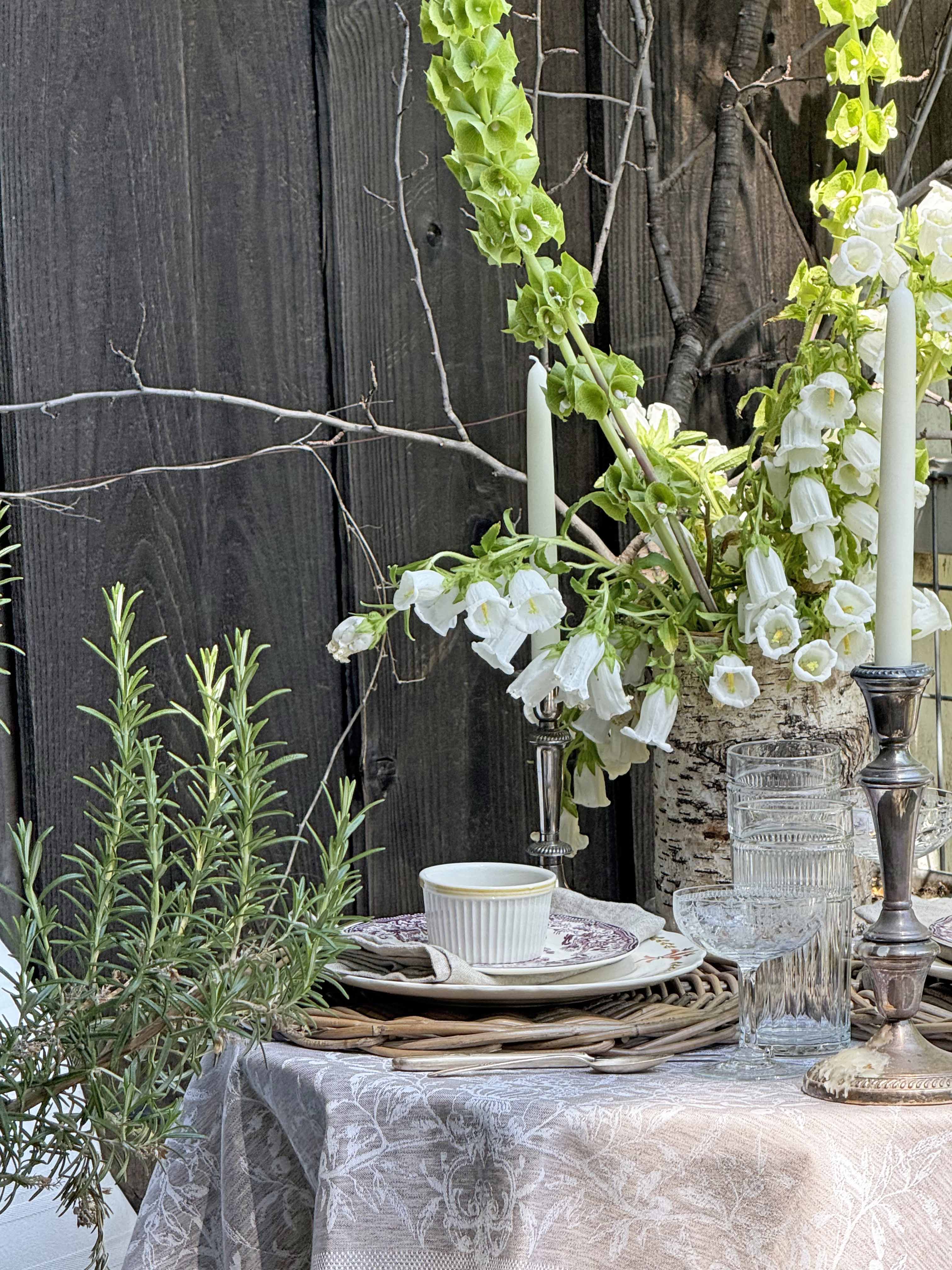 a floral garden table setting