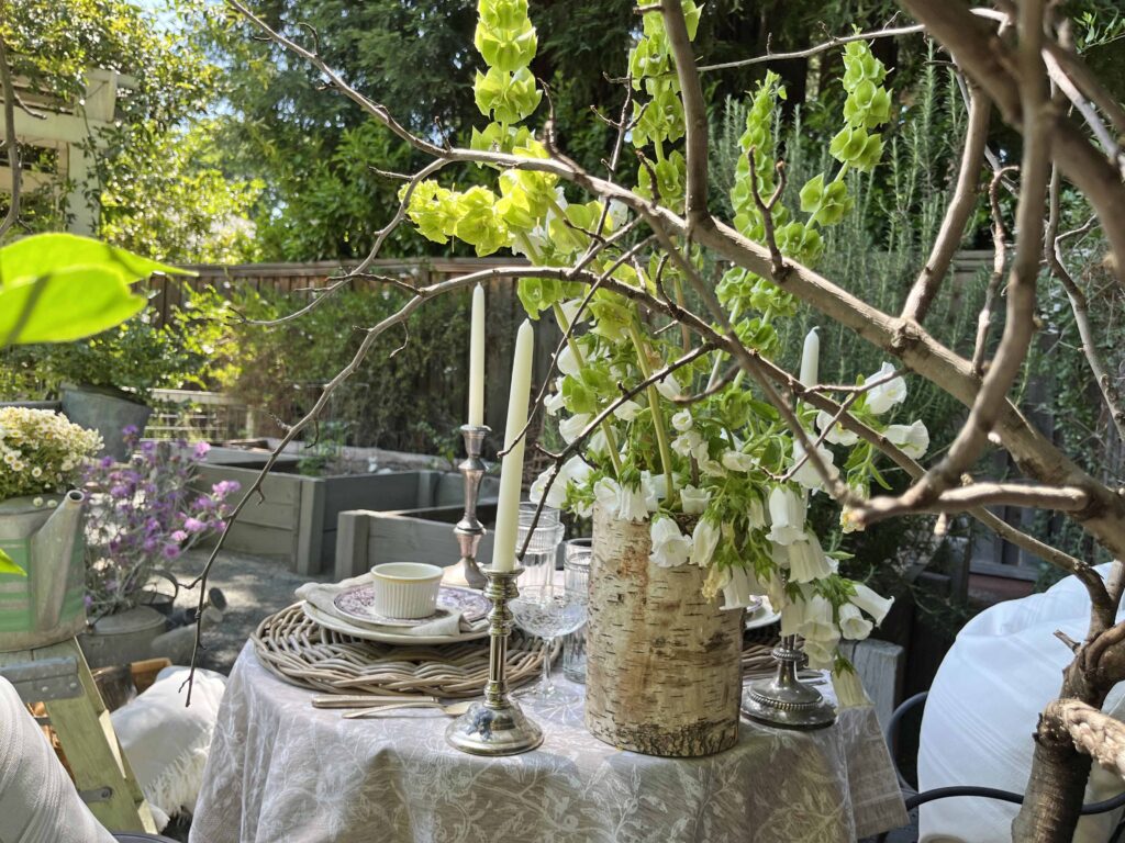 a floral garden table setting