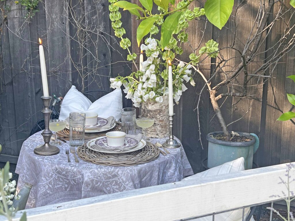 a floral garden table setting
