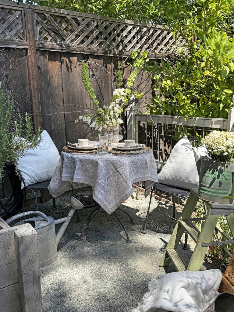 a floral garden table setting