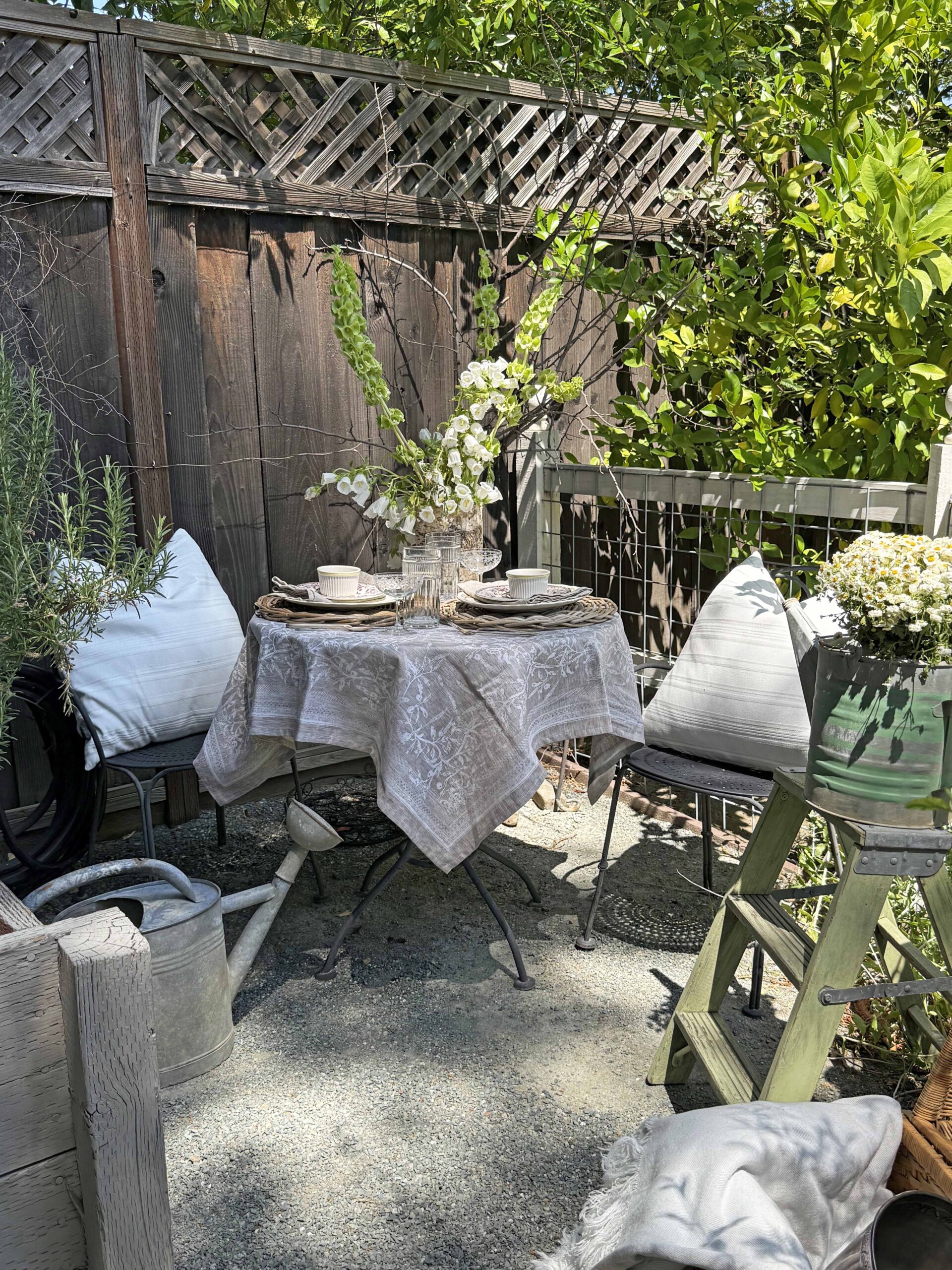 a floral garden table setting