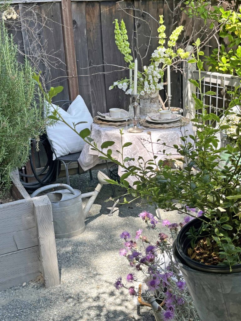 a floral garden table setting