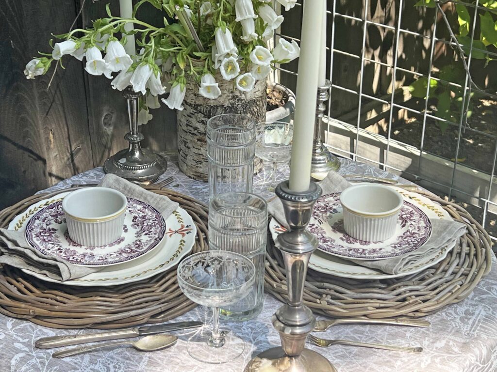 a floral garden table setting