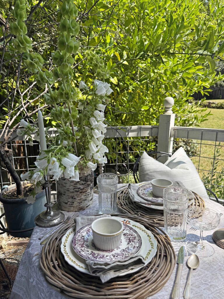 a floral garden table setting
