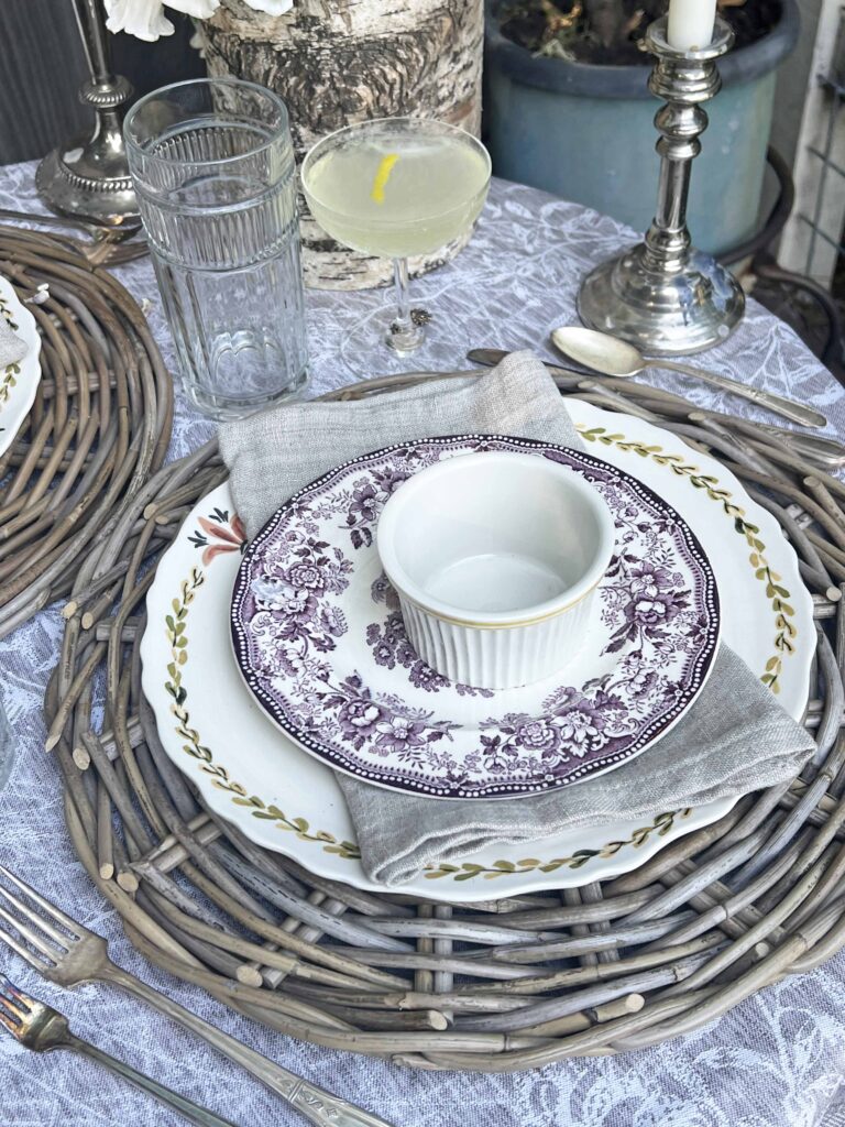 a floral garden table setting