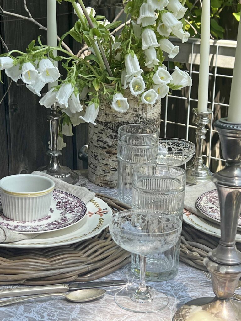 a floral garden table setting