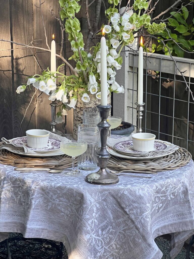 a floral garden table setting