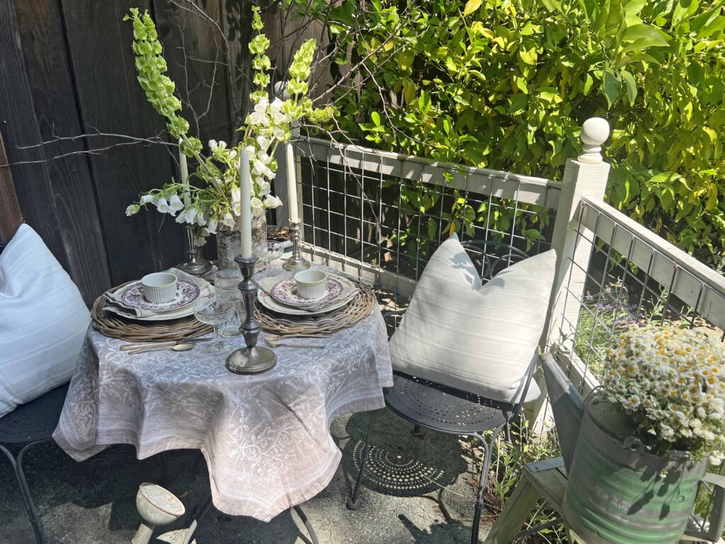 a floral garden table setting
