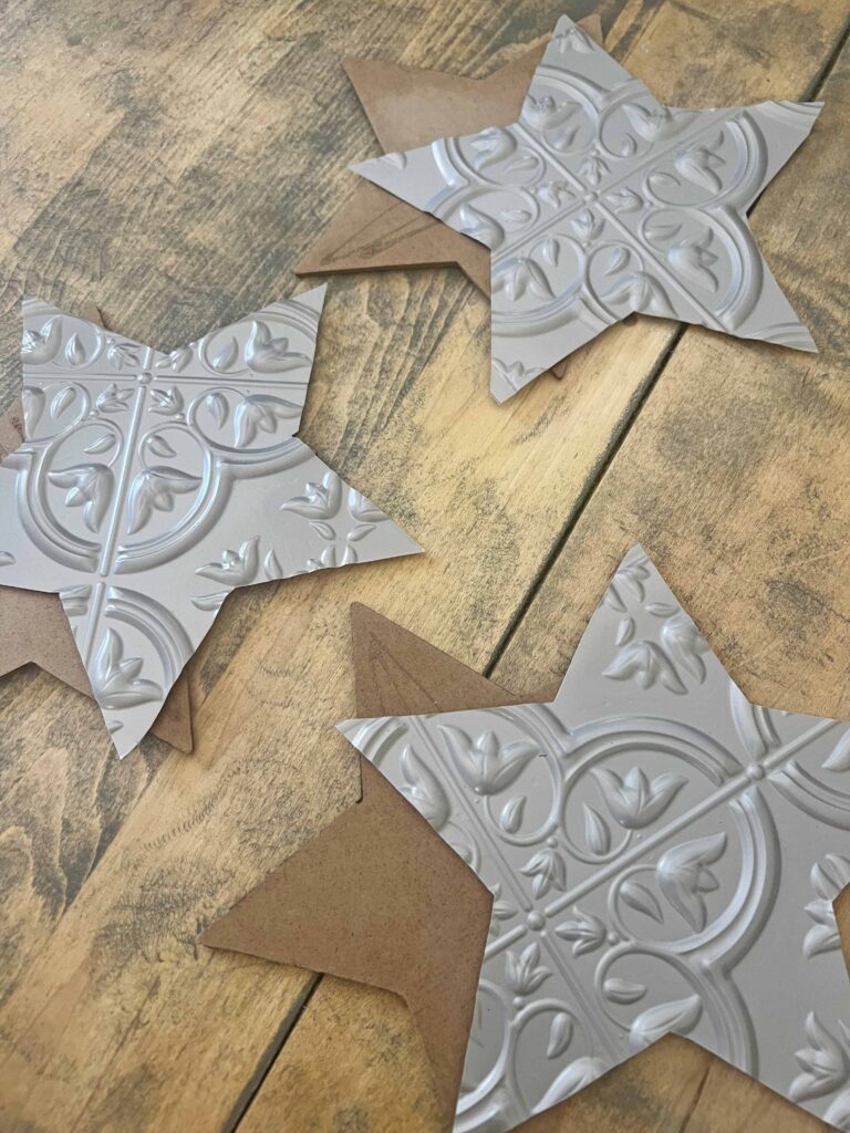 Patriotic DIY Faux Tin Tile Star Charms Hanger