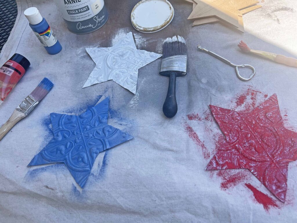 Patriotic DIY Faux Tin Tile Star Charms Hanger
