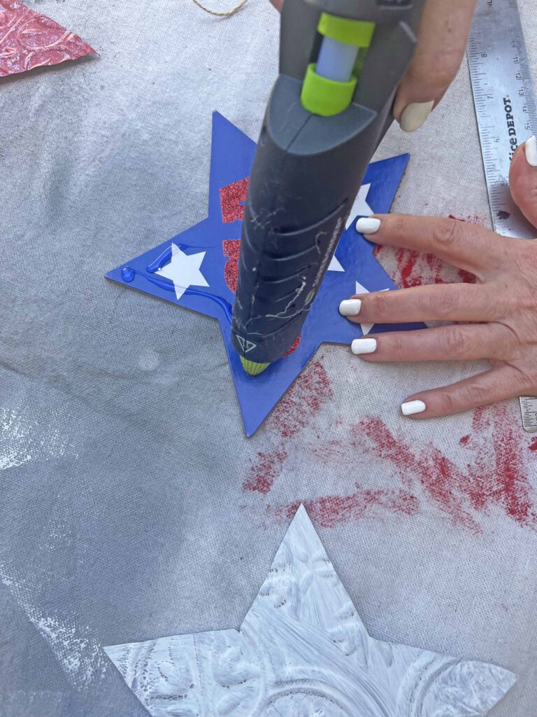 Patriotic DIY Faux Tin Tile Star Charms Hanger
