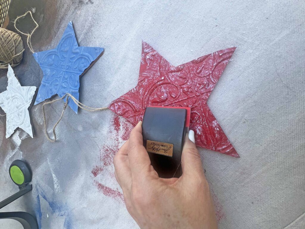 Patriotic DIY Faux Tin Tile Star Charms Hanger