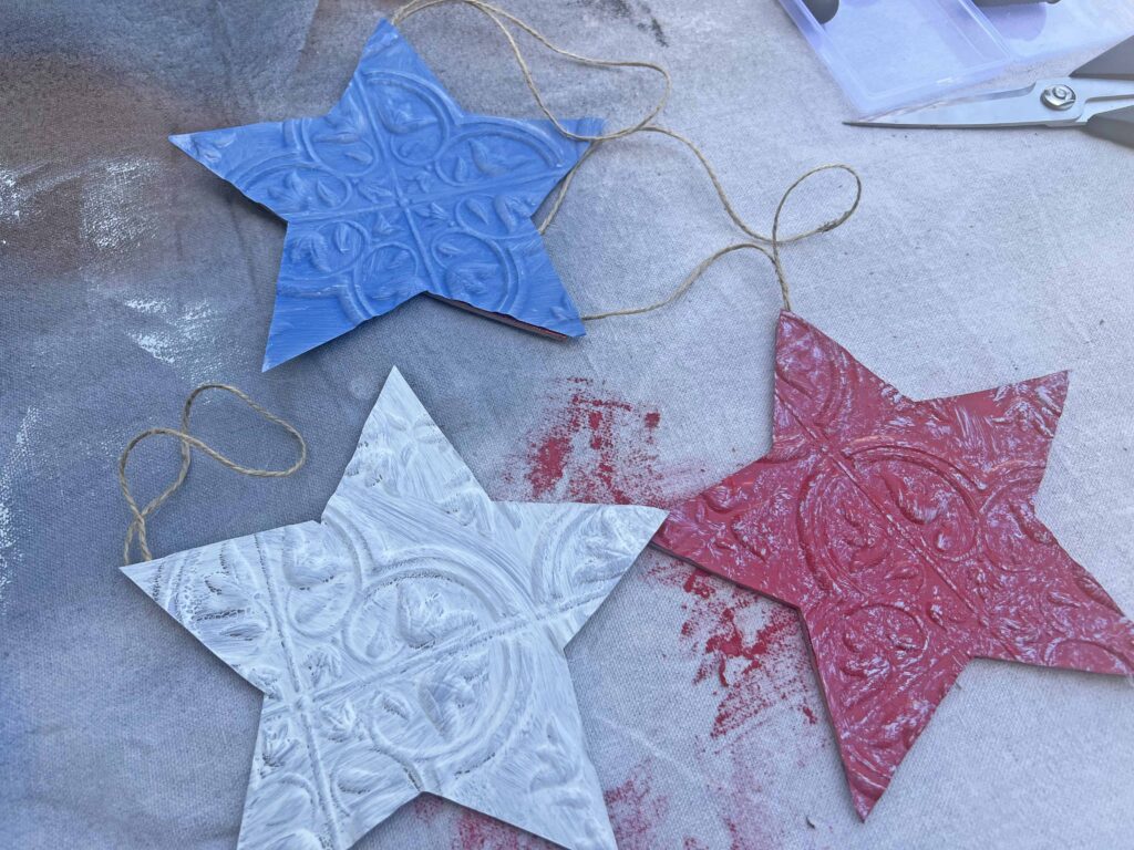 Patriotic DIY Faux Tin Tile Star Charms Hanger