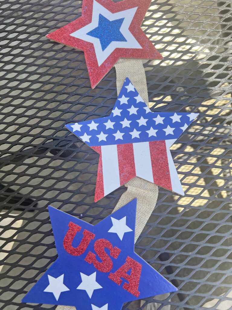 Patriotic DIY Faux Tin Tile Star Charms Hanger