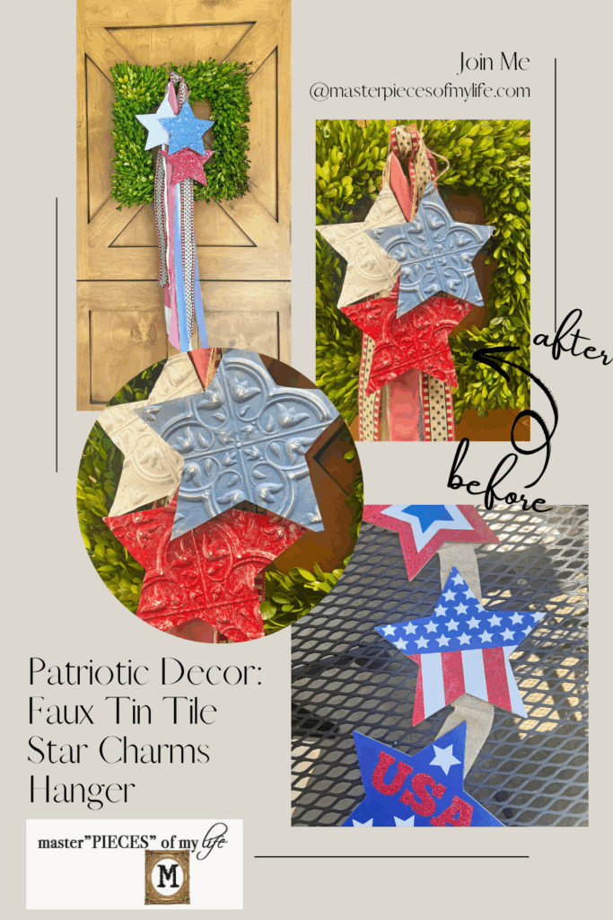 Patriotic DIY Faux Tin Tile Star Charms Hanger Pinterest